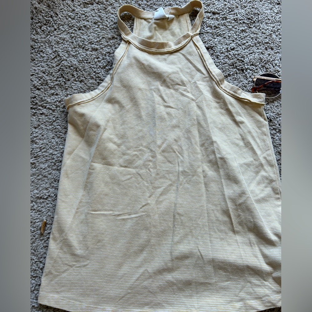 Buckle yellow and white striped tank